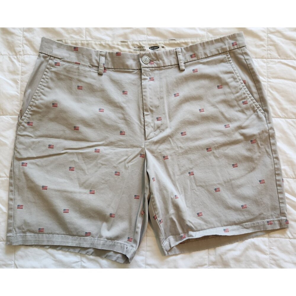 Old Navy Flag Shorts, USA Flag Shorts, American Flag Shorts, Chino Size 36